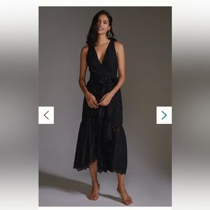 Anthropologie Maeve Eyelet Wrap Midi Dress